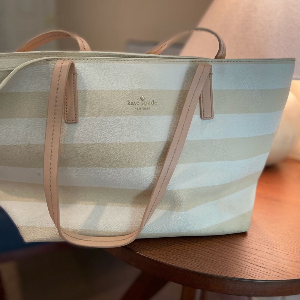 Kate spade cream and tan striped bag